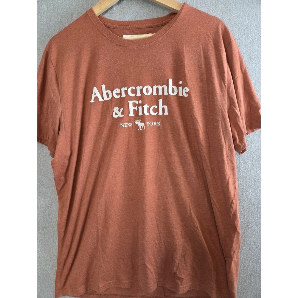 Abercrombie & Fitch Vintage T Shirt Mens XL Soft A&F Rust Orange Spellout Logo